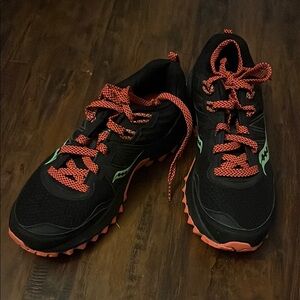 Saucony Black and Orange Athletic Shoes